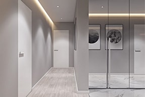 Современный дизайн коридора 4 м2 в светлых тонах