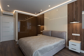 Реализованный дизайнерский ремонт спальни 14 кв.м в современном стиле