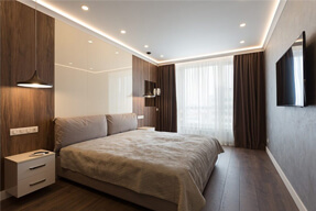 Реализованный дизайнерский ремонт спальнт 14 кв.м в современном стиле